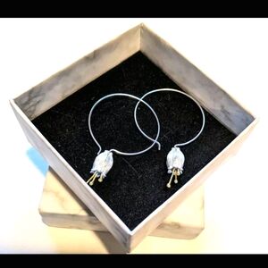 Milan Handmade Bell Flower Hoop Drop Earrings 925 Silver